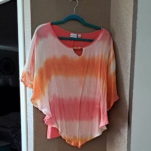 Kim Rogers Vibrant Ombre Blouse in Coral and Peach